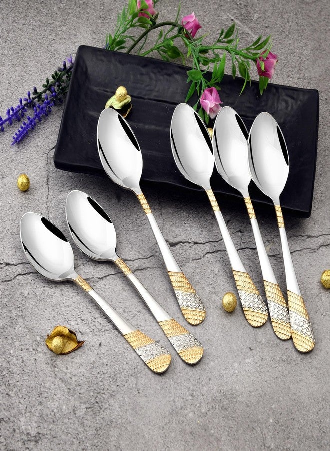 FnS Imperio Stainless Steel Dinner Spoon 24 Karat Gold Plated on Handle (Set of 6) - Image 1